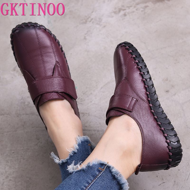 GKTINOO Spring Ladies Genuine Leather Handmade Shoes Women Hook &amp;Loop Flat Shoes Women 2023 Autumn Soft Loafers Flats - bertofonsi