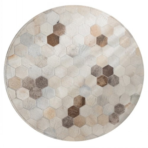 American style Round shaped natural cowhide seamed rug ,genuine  cows skin fur carpet for living room bedroom decoration - bertofonsi