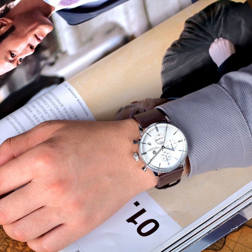 PAGANI DESIGN Mens Watches Top Brand Luxury Waterproof 30M Genuine Leather Japanese VK67 Movement Quartz Watch Relogio Masculino - bertofonsi