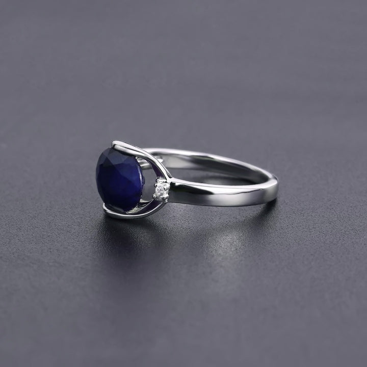 GEM&#39;S BALLET Natural Blue Sapphire Gemstone Ring Earrings Jewelry Set For Women 925 Sterling Silver Gorgeou Engagement Jewelry - bertofonsi
