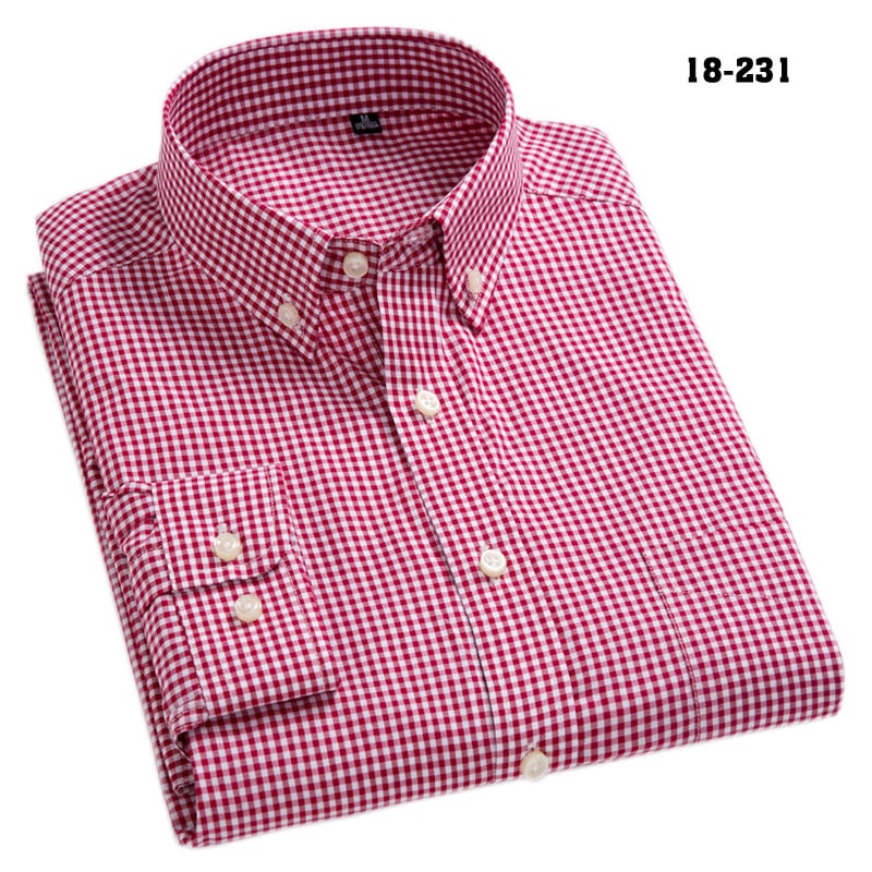 New Arrival Men's Oxford Wash and Wear Plaid Shirts 100% Cotton Casual Shirts High Quality Fashion Design Men's Dress Shirts - bertofonsi