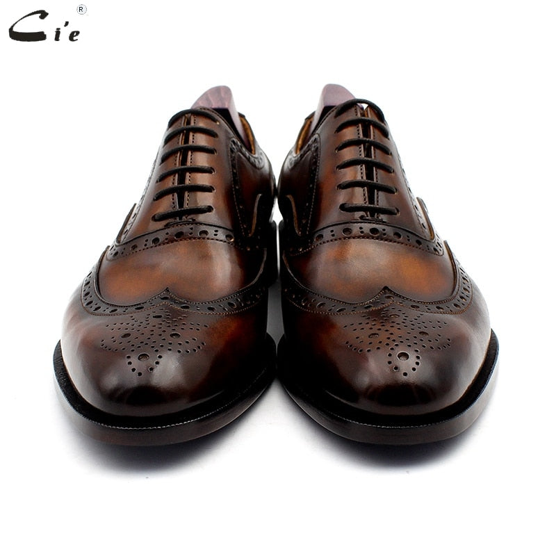 cie oxford patina brown brogues dress shoe genuine calf leather outsole men leather work shoe handmade quick delivery No. 20311 - bertofonsi