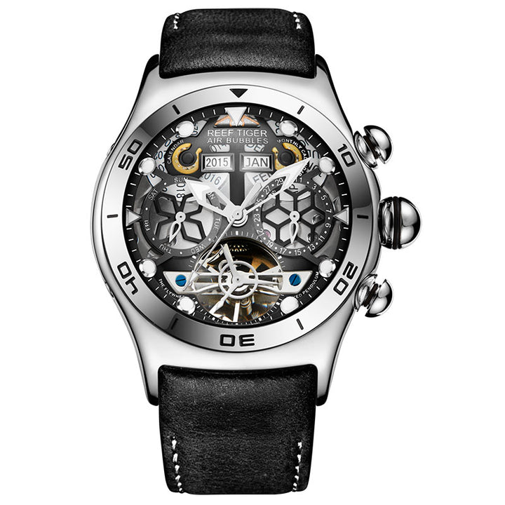 Reef Tiger/RT Mens Sport Watches Automatic Skeleton Watch Steel Waterproof Tourbillon Watch with Date Day reloj hombre RGA703 - bertofonsi