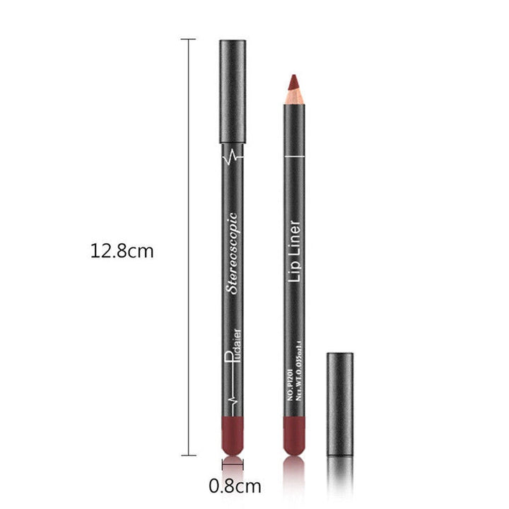 6 12Pcs/Set Waterproof Pencil Lipstick Set Pen Matte Lip Liner Long Lasting Makeup Pens Easy to Wear Non-stick Cup карандаш для - bertofonsi
