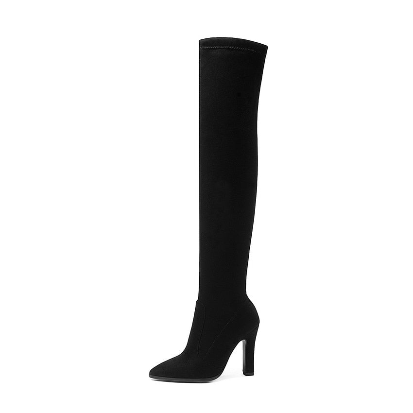 QUTAA 2021 Women Over The Knee High Boots Slip on Winter Shoes Thin High Heel Pointed Toe All Match Women Boots Size 34-43 - bertofonsi