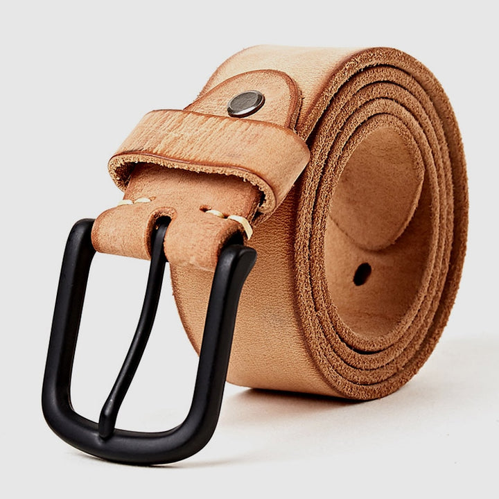 MEDYLA 100% original leather men's belt matte metal pin buckle soft tough leather belt for men without interlayer male belt - bertofonsi