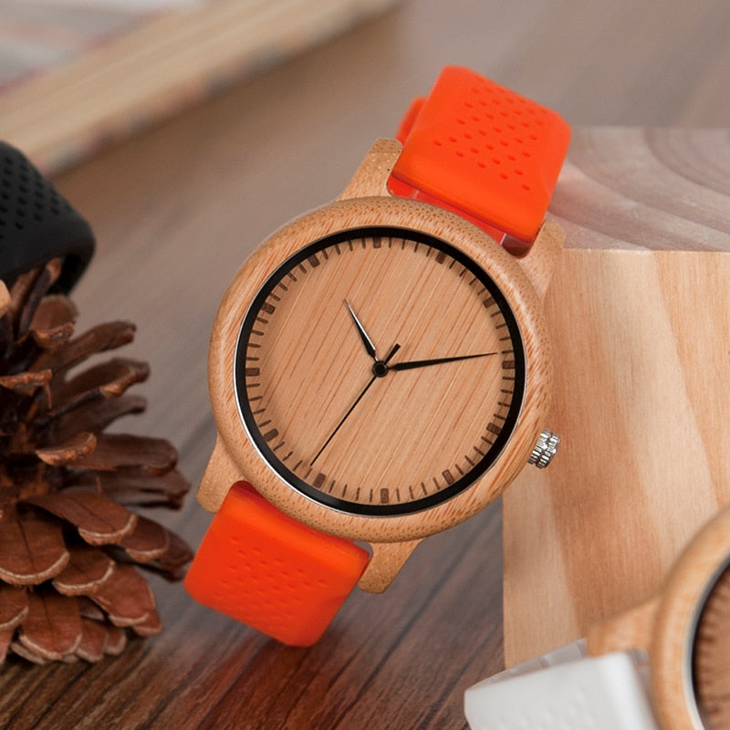BOBO BIRD Women Watches Ladies' Luxury Bamboo Wood Timepieces Silicone Straps relojes mujer marca de lujo Great Gifts for Girls - bertofonsi