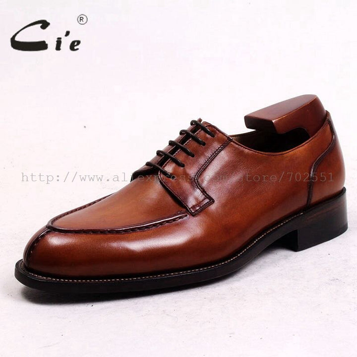 cie Free Shipping Bespoke Custom Handmade Genuine Calf Leather Outsole Breathable Lacing Men&#39;s Derby shoe Brown Goodyear No.D143 - bertofonsi