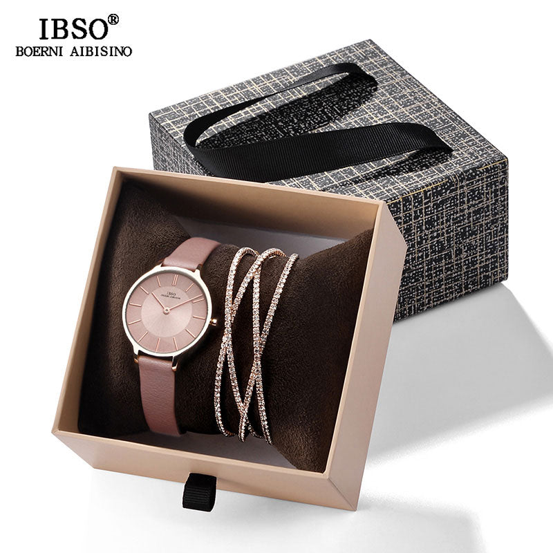 IBSO Crystal Bracelet Watches Set Female High Quality Quartz Watch Luxury Women Watch Bangle Set For Valentine&#39;s Gift - bertofonsi