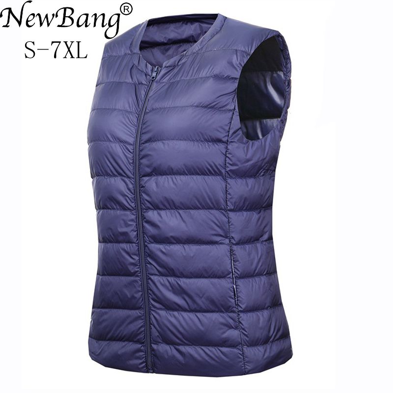 NewBang Brand 6XL 7XL Large Size Waistcoat Women's Warm Vest Ultra Light Down Vest Women Portable Sleeveless Winter Warm Liner - bertofonsi
