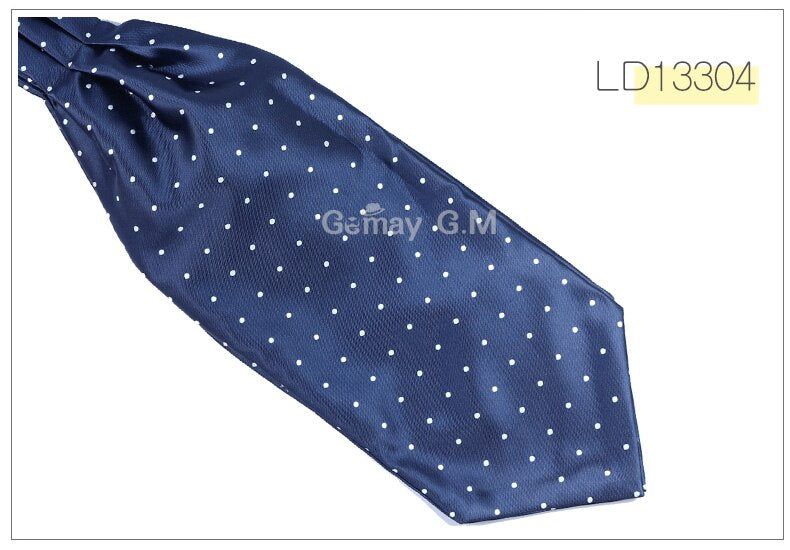 Ascot Tie Cravat Luxury Mens dots Neck Tie Self Tie  for Men Wedding Necktie - bertofonsi