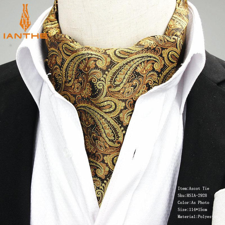 2018 Brand New Jacquard Men's Vintage Jacquard Mens Long Paisley Navy Cravats Novelty Wedding Slim Ascot Tie For Men Neckties - bertofonsi