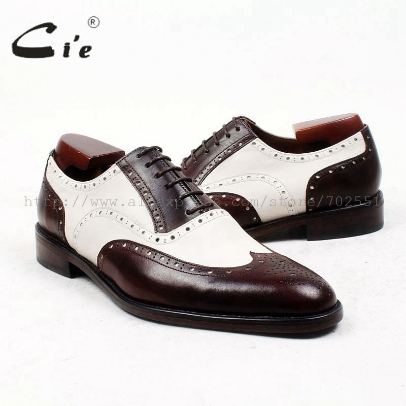 cie round toe brown white bespoke men shoe custom handmade 100%genuine calf leather outsole breathable men's oxford shoe ox438 - bertofonsi