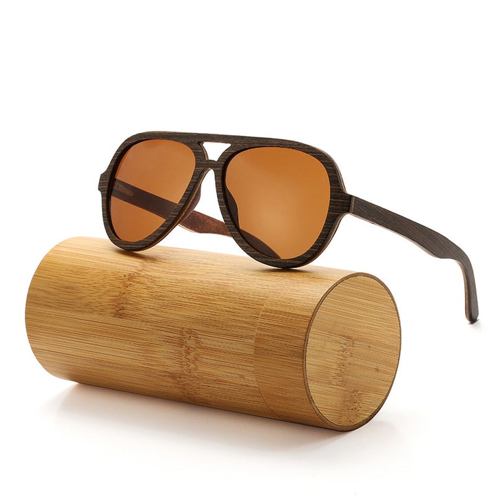 Polarized Sunglasses Women Men Layered Skateboard Wooden Frame Square Style Glasses for Ladies Eyewear In Wood Box - bertofonsi