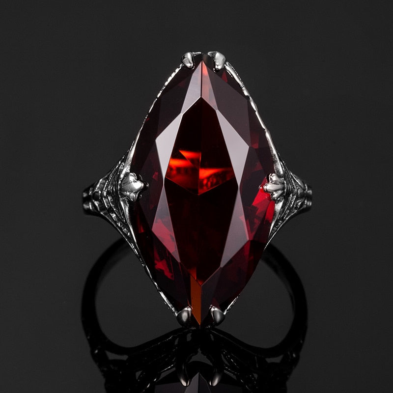 Szjinao Vintage Real 925 Sterling Silver 14*26mm Garnet Gemstone Marquise Ring For Women Wedding Engagement Famous Brand Jewelry - bertofonsi