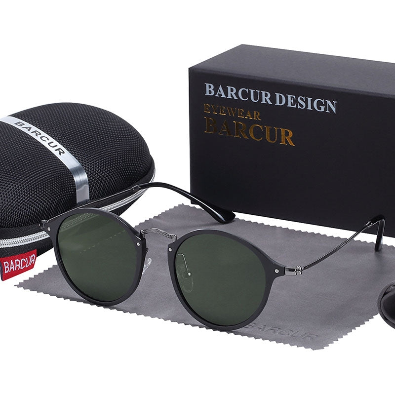 BARCUR Round Sunglasses Women Steampunk Sunglasses Polarized Woman Sunglases Retro oculos masculino - bertofonsi