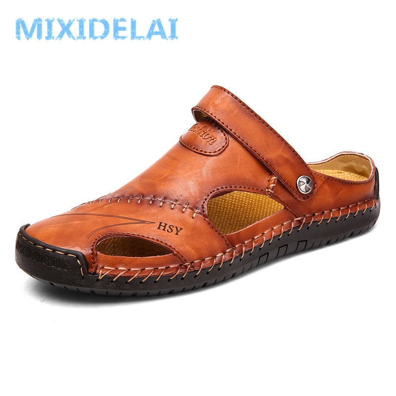 Summer Sandals Men Leather Classic Roman Sandals 2022 Slipper Outdoor Sneaker Beach Rubber Flip Flops Men Water Trekking Sandals - bertofonsi
