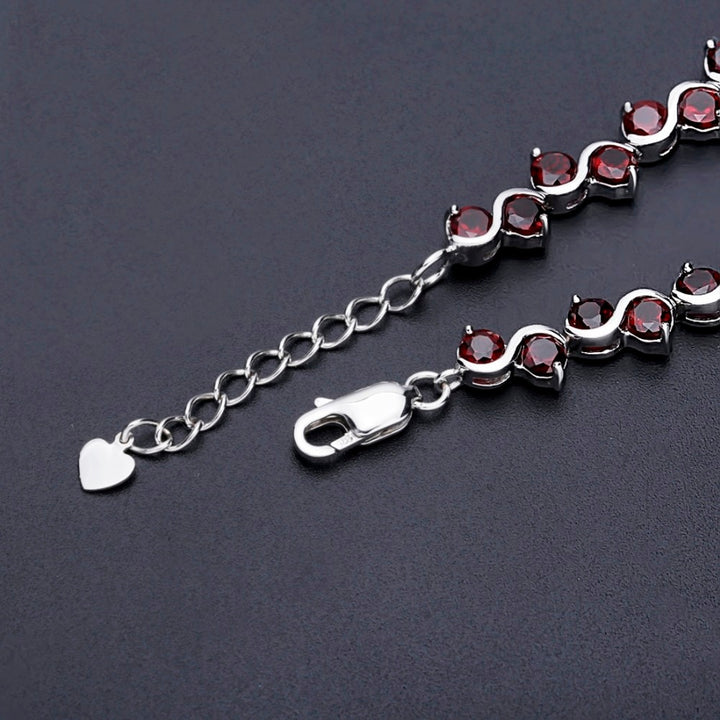 GEM&#39;S BALLET Genuine 925 Sterling Silver Bracelets &amp; Bangles For Women 11.79Ct Natural Red Garnet Gemstone Bracelet Fine Jewelry - bertofonsi