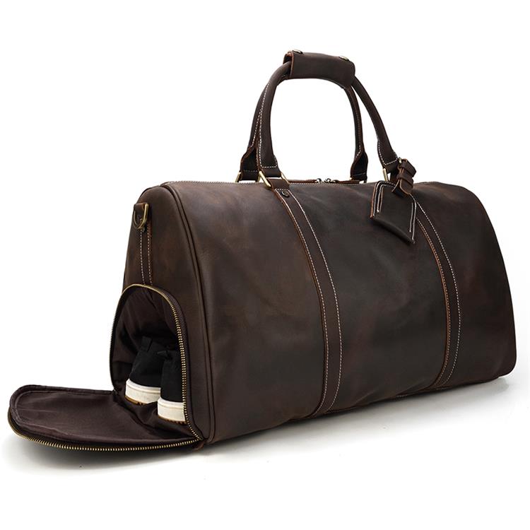 Vintage Fashion Handbags For Men Genuine Leather Travel Duffles Travelling Shoulder Bag Cowskin Hand Luggage Bags Large Duffle - bertofonsi