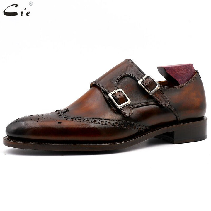cie Round Toe Brogues Full Grain Genuine Calf Leather Formal Shoes Custom Men's Dress Monk - bertofonsi