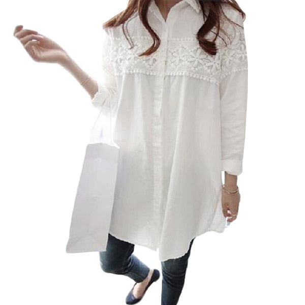 2017 New Autumn White Lace Blouse Plus Size 4XL Women Tops Casual Loose Blouses Long Sleeve Vintage Ladies Shirts Blusas AB318 - bertofonsi