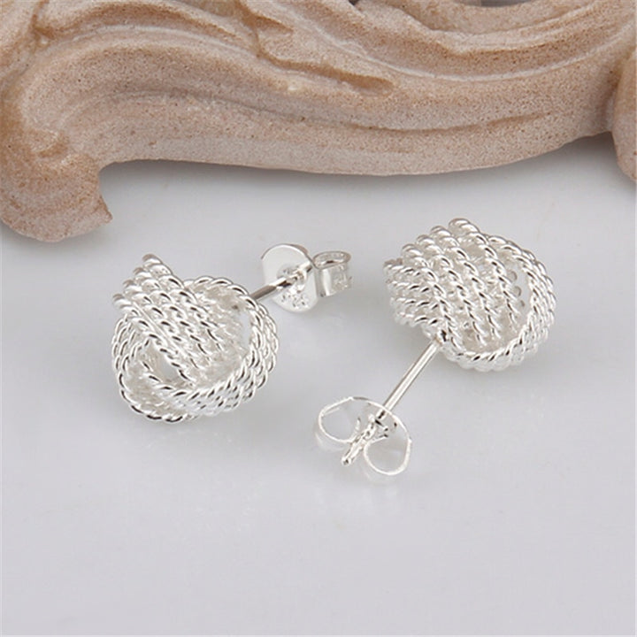DOTEFFIL 100% Real 925 Sterling Silver Elegant Soft Winding Stud Earrings for Women Wedding Engagement Jewelry - bertofonsi