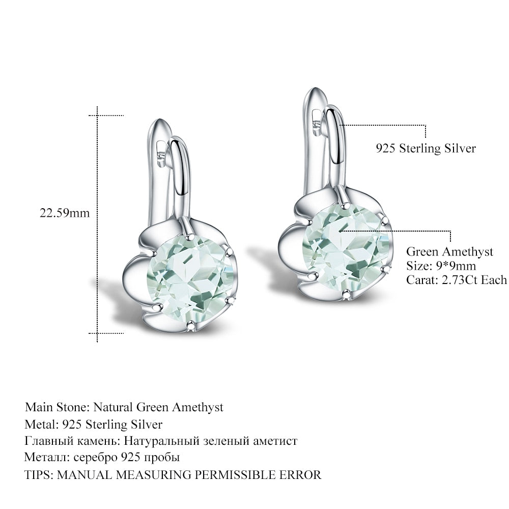 GEM&#39;S BALLET Pure 925 Sterling Silver Fine Jewelry Oval 5.47Ct Natural Green Amethyst Birthstone Stud Earrings For Women - bertofonsi