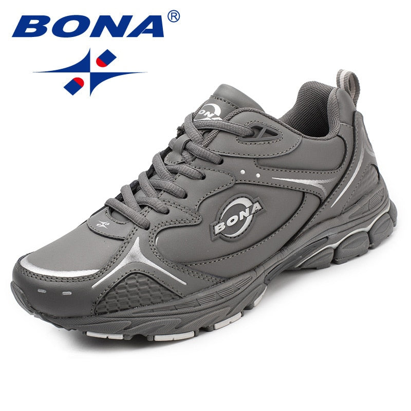 BONA New Classics Style Men Running Shoes Lace Up Men Sport Shoes Leather Men Outdoor Jogging Sneakers Comfortable free shipping - bertofonsi