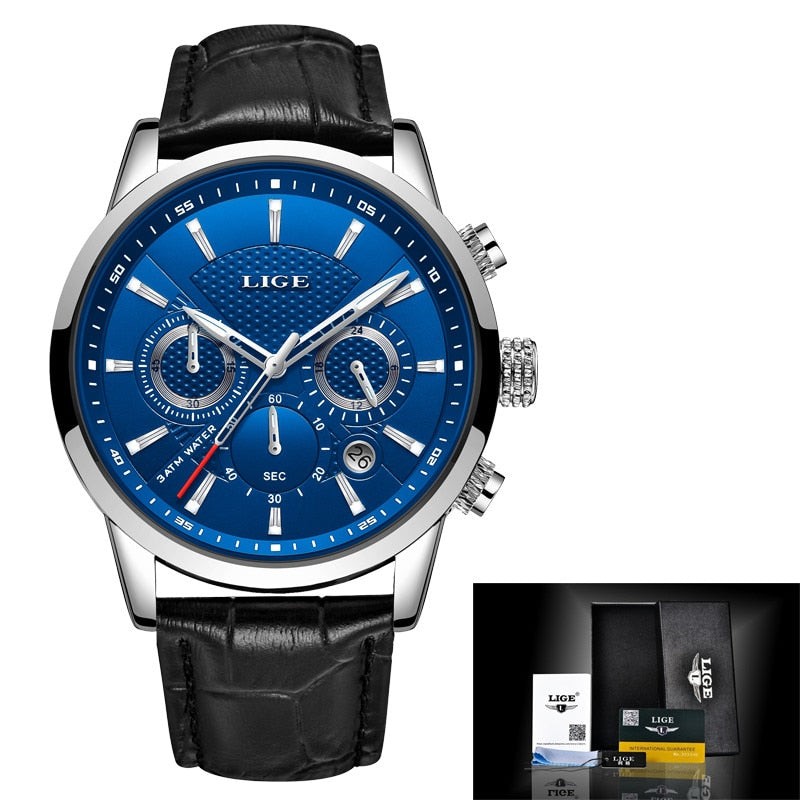 LIGE Top Brand Luxury Fashion New Leather Strap Quartz Men Watches Casual Date Business Male Wristwatches Homme Montre Clock+Box - bertofonsi