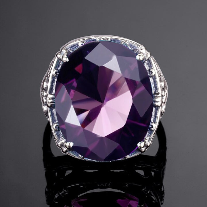 Szjinao Real 925 Silver Women Amethyst Gemstone Ring Wedding Rings Handmade Processing Victorian Antique Jewelry Star Of David - bertofonsi