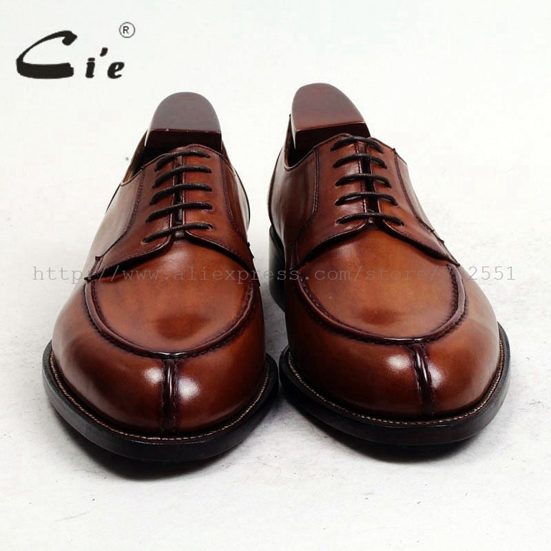 cie Free Shipping Bespoke Custom Handmade Genuine Calf Leather Outsole Breathable Lacing Men&#39;s Derby shoe Brown Goodyear No.D143 - bertofonsi