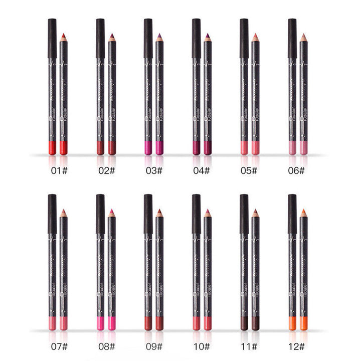6 12Pcs/Set Waterproof Pencil Lipstick Set Pen Matte Lip Liner Long Lasting Makeup Pens Easy to Wear Non-stick Cup карандаш для - bertofonsi
