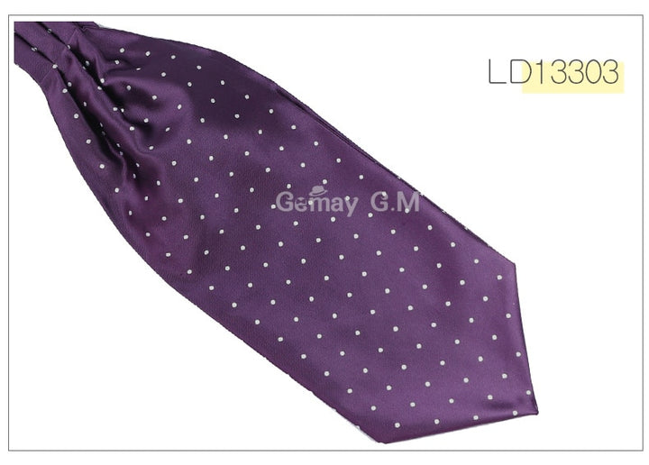 Ascot Tie Cravat Luxury Mens dots Neck Tie Self Tie  for Men Wedding Necktie - bertofonsi