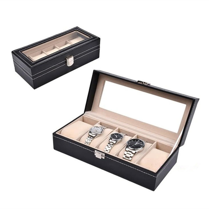 New Leather Watch Box Organizer Black Watch Holder Case Fashion Watch Display Boxes Jewelry Gift Box - bertofonsi