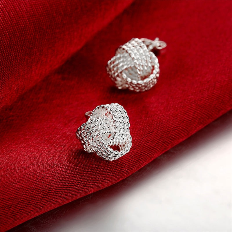 DOTEFFIL 100% Real 925 Sterling Silver Elegant Soft Winding Stud Earrings for Women Wedding Engagement Jewelry - bertofonsi
