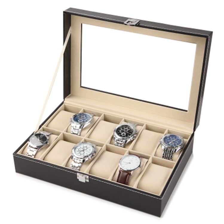 New Leather Watch Box Organizer Black Watch Holder Case Fashion Watch Display Boxes Jewelry Gift Box - bertofonsi