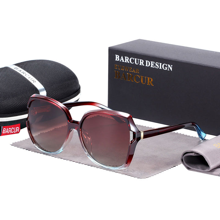 BARCUR Oversize TR90 Sunglasses Women Polarized UV400  Sunglasses Ladies Shades with Gradient Lens lunette de soleil femme - bertofonsi