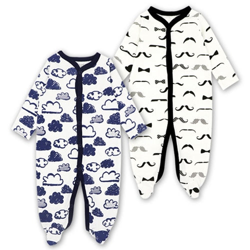 Newborn Baby Clothes Babies Girl Footed Pajamas Roupa Bebe 2 Pack Long Sleeve 3 6 9 12 Months Infant Boy Jumpsuits - bertofonsi