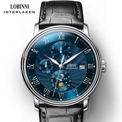 New LOBINNI Switzerland Men Watches Luxury Brand Seagull ST16 Automatic Mechanical Clock Sapphire Moon Phase Waterproof L1023B-5 - bertofonsi