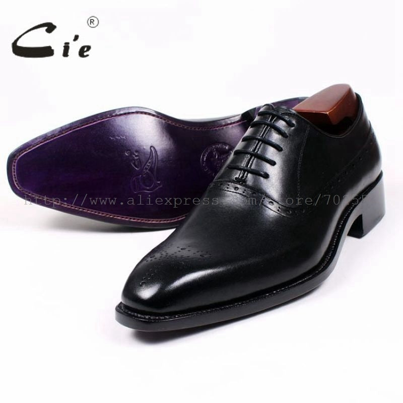 cie Square Toe Cut-outs Oxfords Lacing Solid Black 100%Genuine Calf Leather Breathable Bespoke Men Shoe Handmade Custom OX380 - bertofonsi
