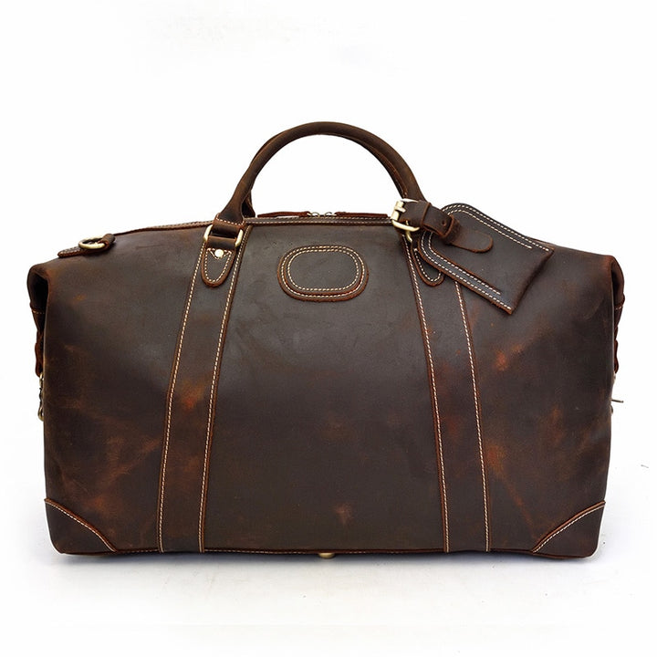 100% Genuine Crazy Horse Leather Men Travel Bags With Rivet Big HandBag For Male Cowhide Duffel Bag Mans Travelling Bag luxury - bertofonsi