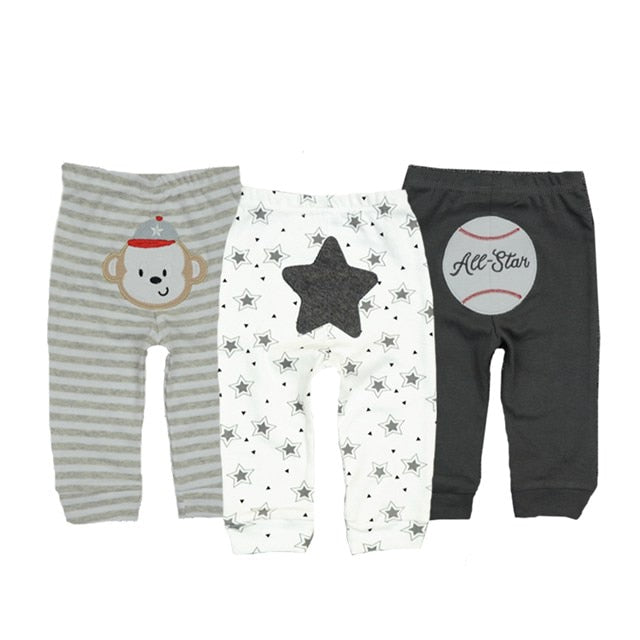 3/6 Pieces Baby Trousers Cotton Autumn Cartoon Animal Print Leggings Boys Girls Long Baby Pants - bertofonsi