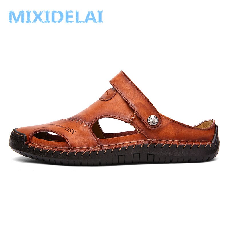 Summer Sandals Men Leather Classic Roman Sandals 2022 Slipper Outdoor Sneaker Beach Rubber Flip Flops Men Water Trekking Sandals - bertofonsi