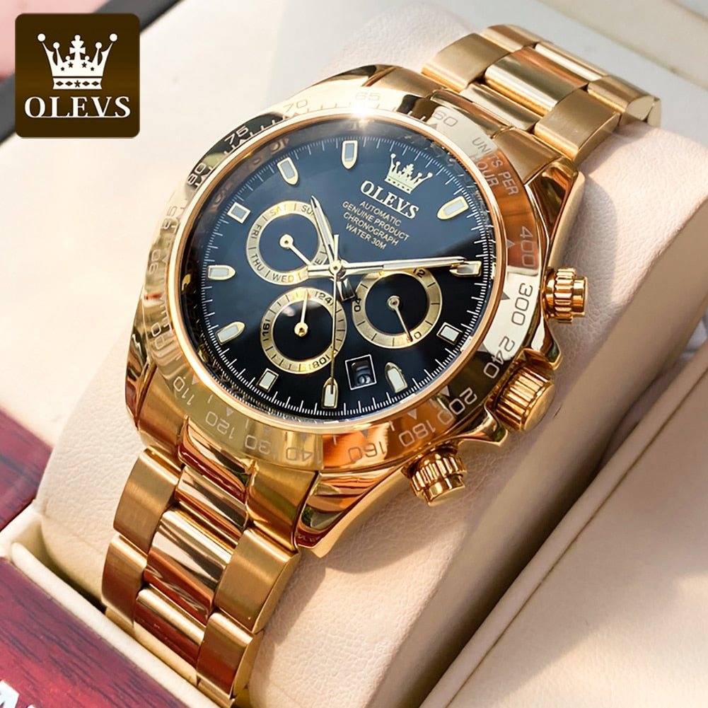 OLEVS Top Brand Men&#39;s Automatic Mechanical Watch Deep Waterproof Stainless Steel Strap Scratchproof Men Automatic Wristwatch - bertofonsi