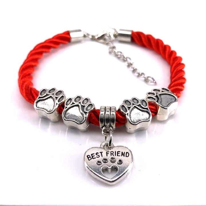 2018 New Hand Woven 8 Colors Rope Chain Bracelet for women Best Friend Dog Paw Charm Bracelet for Pet Lovers Wholesale B005 - bertofonsi
