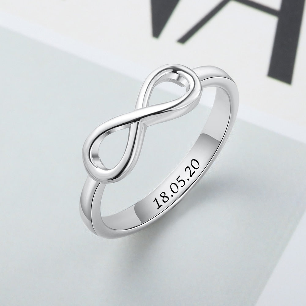 Personalized Infinity Ring Silver Color Custom Name Wedding Gift Love Forever Ring for Women Fashion Jewelry Lam Hub Fong - bertofonsi