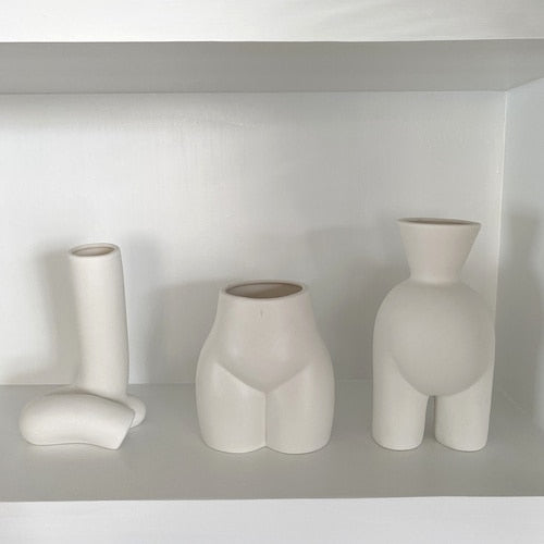 Creative Ceramic Abstract Human Body Vase Crafts Living Room Cabinet Desktop Flower Arrangement Half-length Vase Home Decoration - bertofonsi