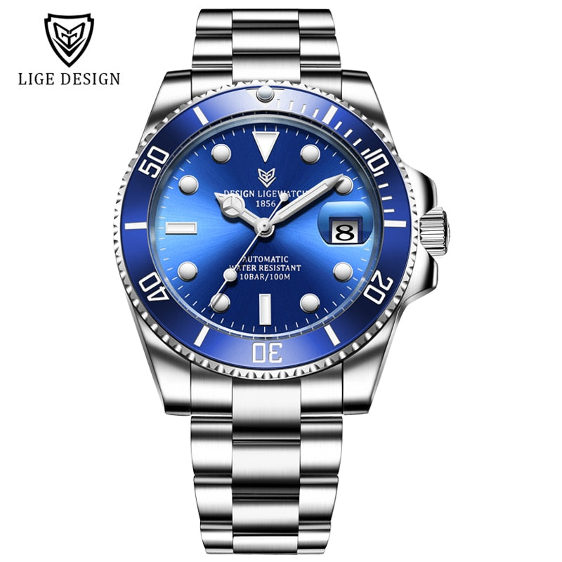 2022 LIGE New Watch Men Automatic Mechanical Tourbillon Clock Fashion Sport Diving Watch 100ATM Waterproof Luminous Watches Mens - bertofonsi