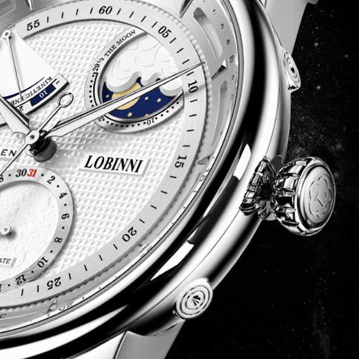 Lobinni Moon Phase Seagull Watch Mechanical Automatic Watches Mens Business Water Resistant Tianjin Movement Male Wristwatch - bertofonsi