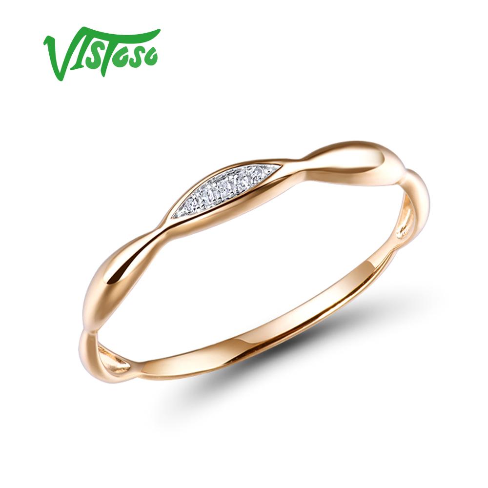 VISTOSO Gold Rings For Women Genuine 14K Yellow/White Gold Ring Shiny Diamond Promise Engagement Rings Anniversary Fine Jewelry - bertofonsi